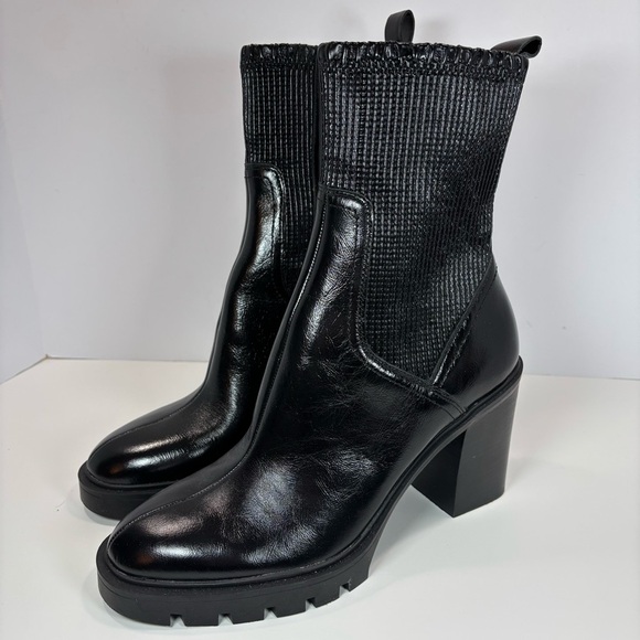 Dolce Vita Marni Midnight Crinkle Patent H2O Waterproof Ankle Boots Size 10 - Picture 1 of 8